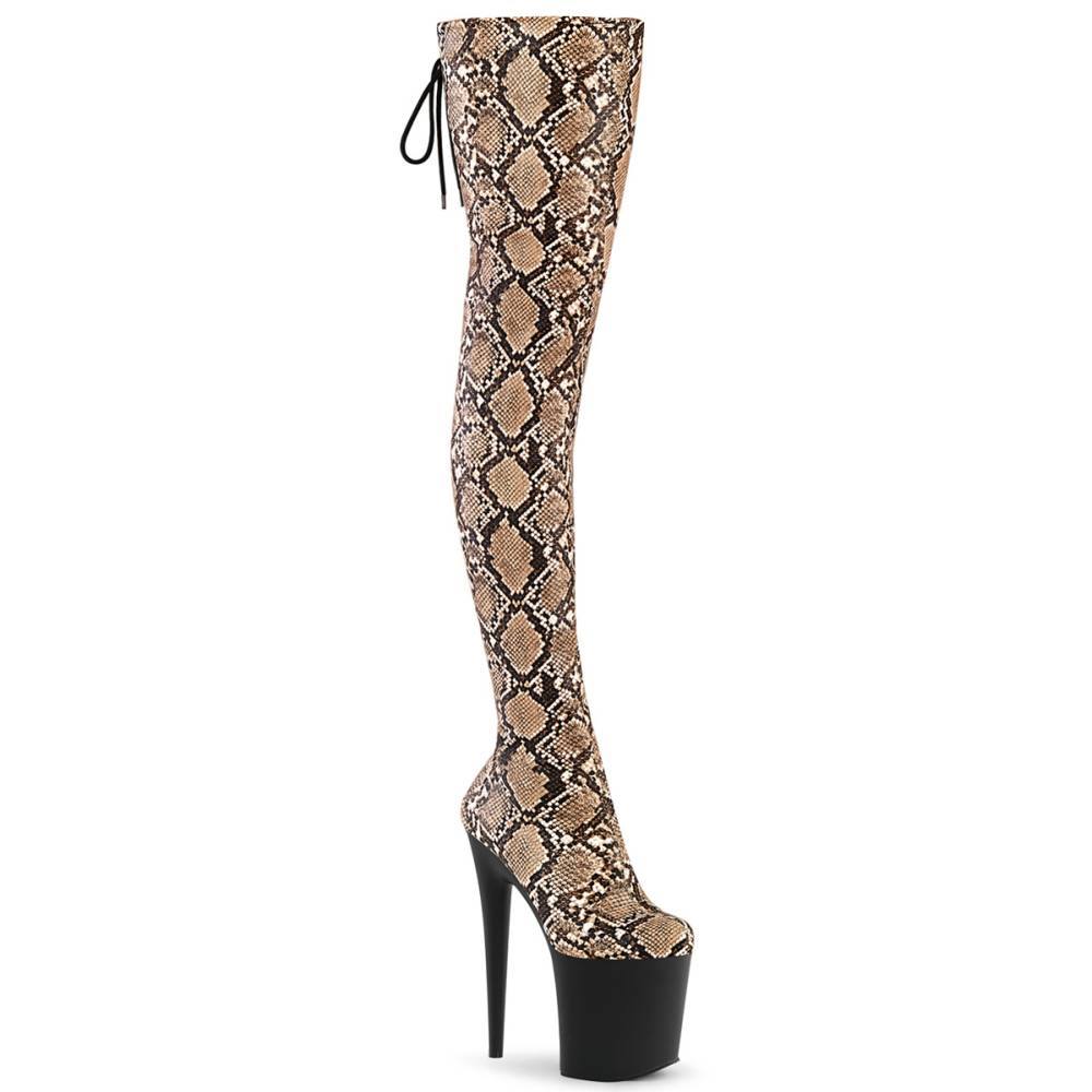 Pleaser - FLAMINGO3008SPBT Platform Overknee Boots - Brown/Black Product image